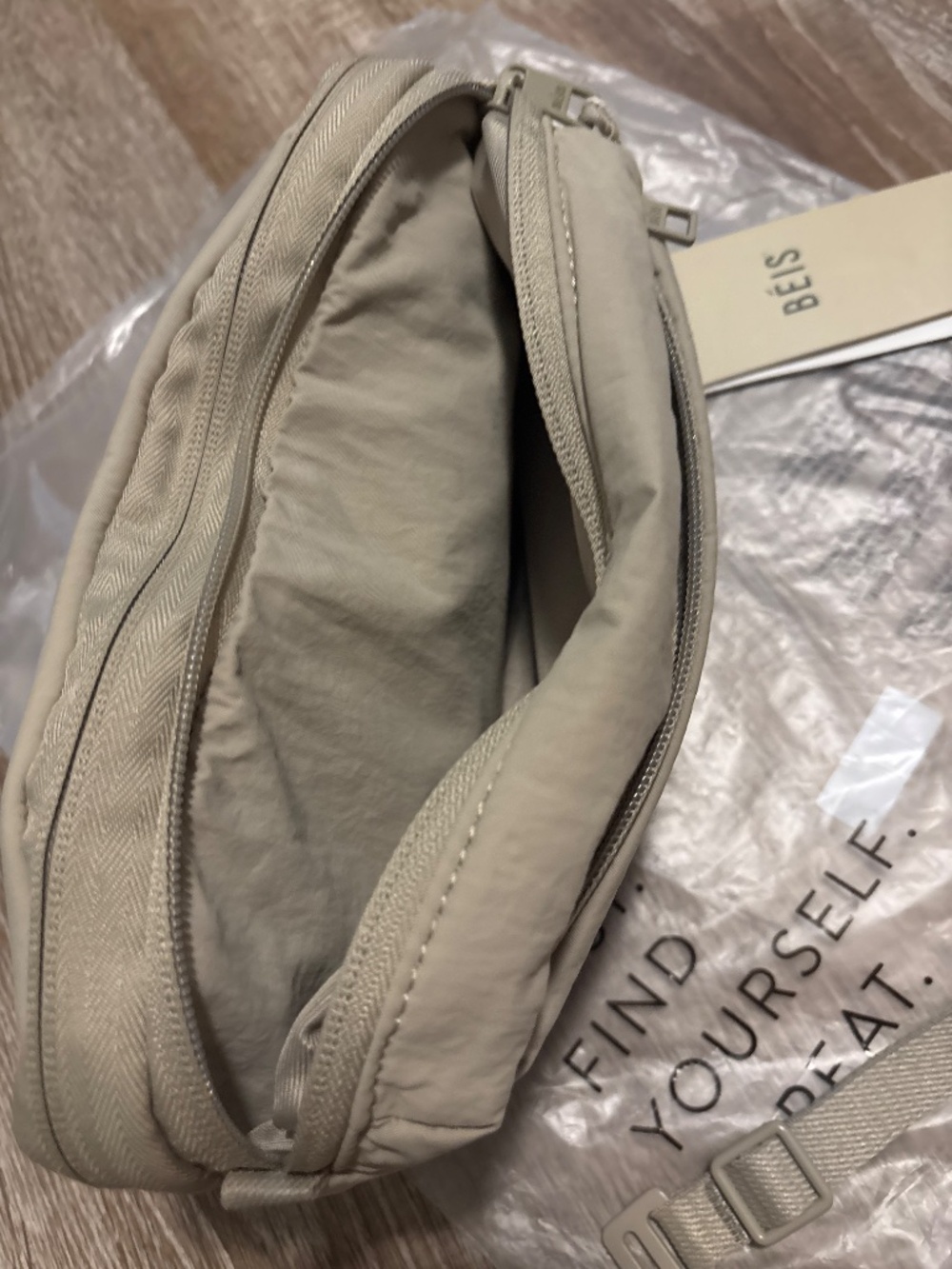 Beis Air Compactible Backpack Crossbody in Oat - Picture 2 of 3